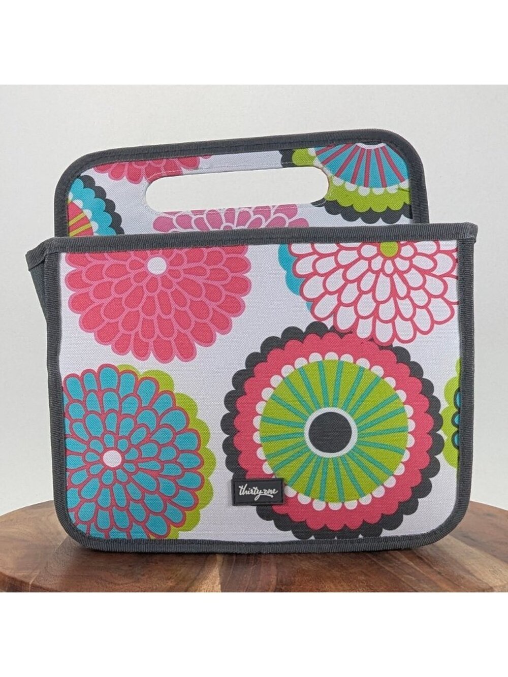 Thirty One Double Duty Caddy BUBBLE BLOOM Floral Tote Bag Crafting 31